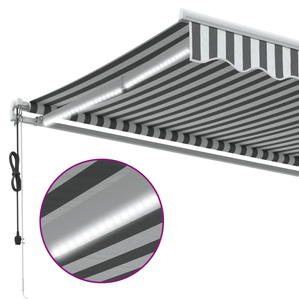 Automatic Retractable Awning with LED Anthracite&White 450x300 cm