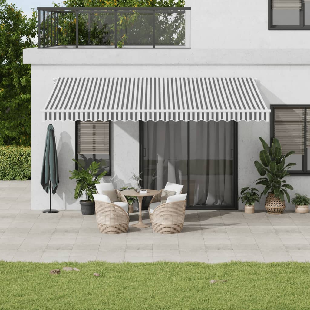 Automatic Retractable Awning with LED Anthracite&White 500x300 cm