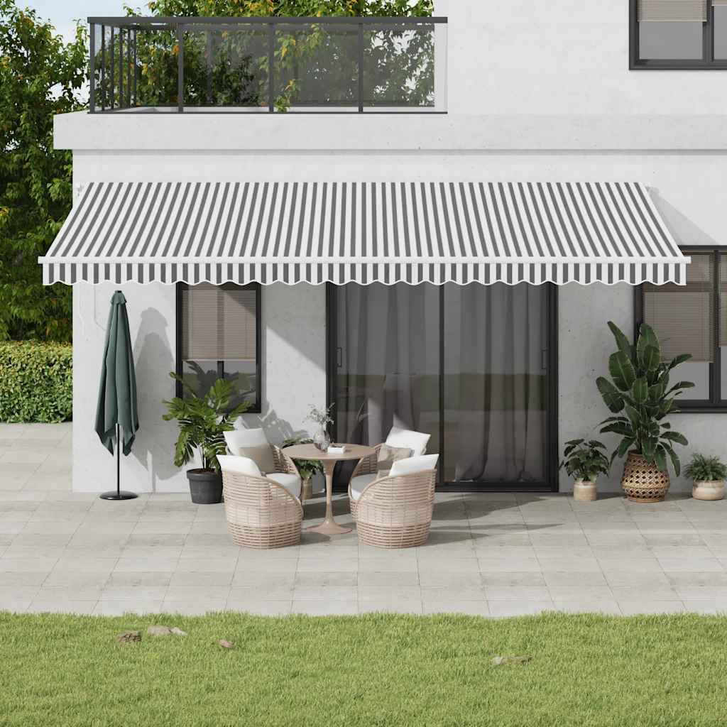 Manual Retractable Awning with LED Anthracite&White 600x300 cm