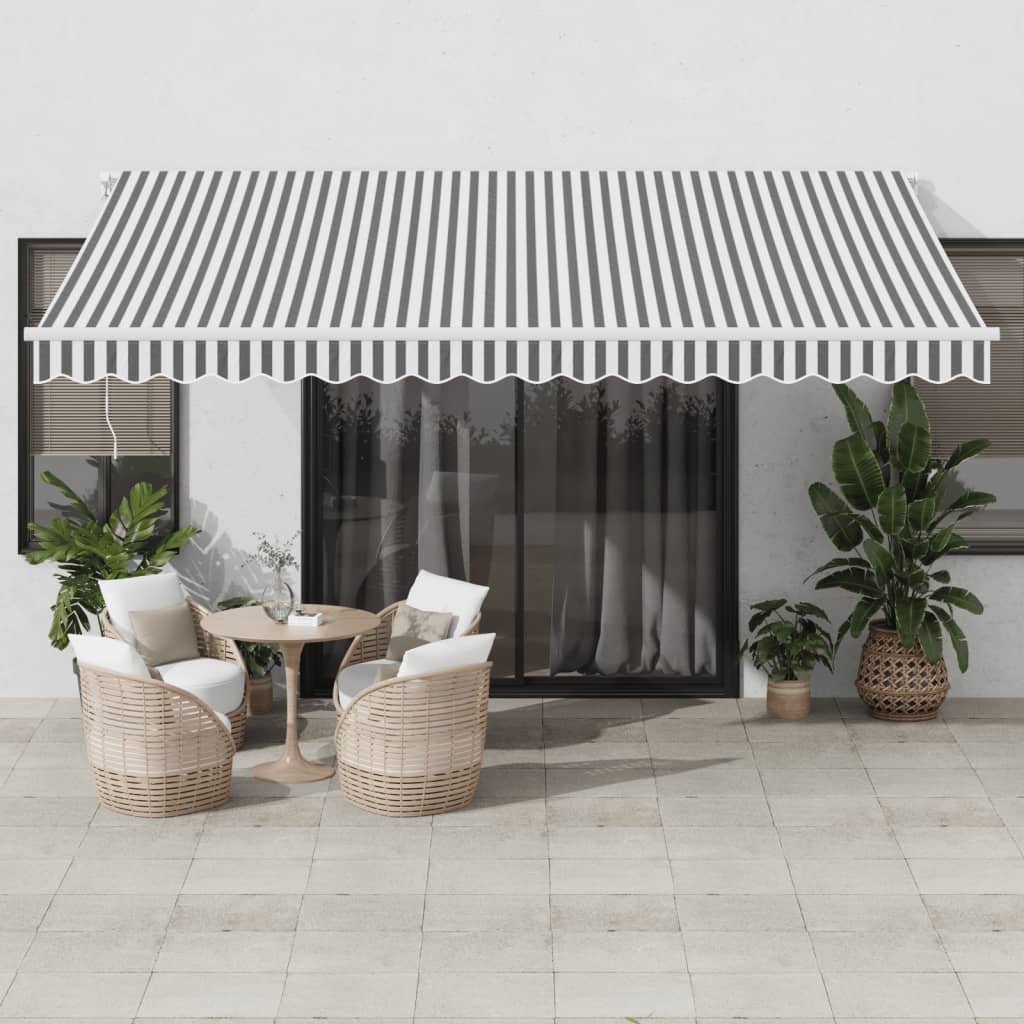 Automatic Retractable Awning with LED Anthracite&White 450x350 cm