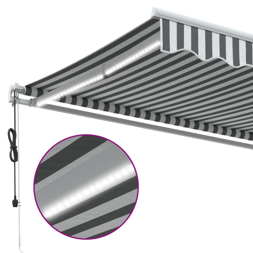 Automatic Retractable Awning with LED Anthracite&White 500x350 cm