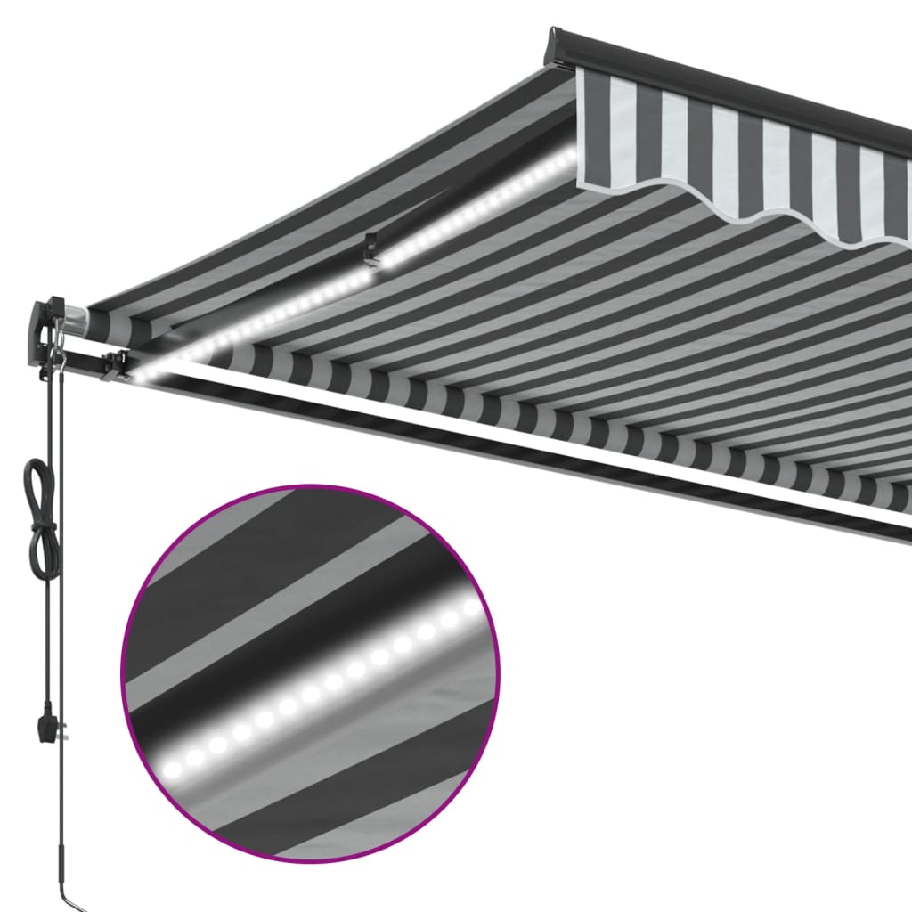 Automatic Retractable Awning with LEDs Anthracite&White 400x350 cm