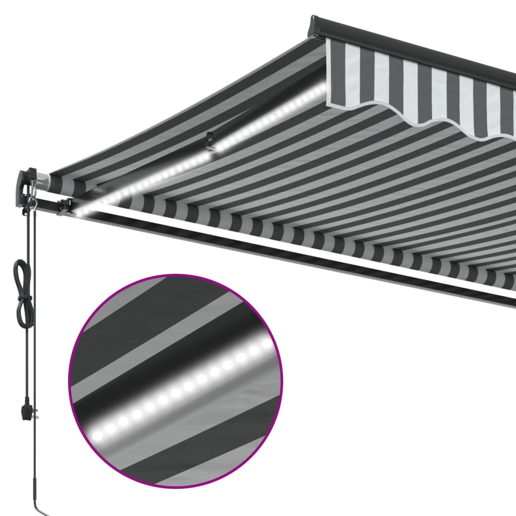 Automatic Retractable Awning with LEDs Anthracite&White 450x350 cm