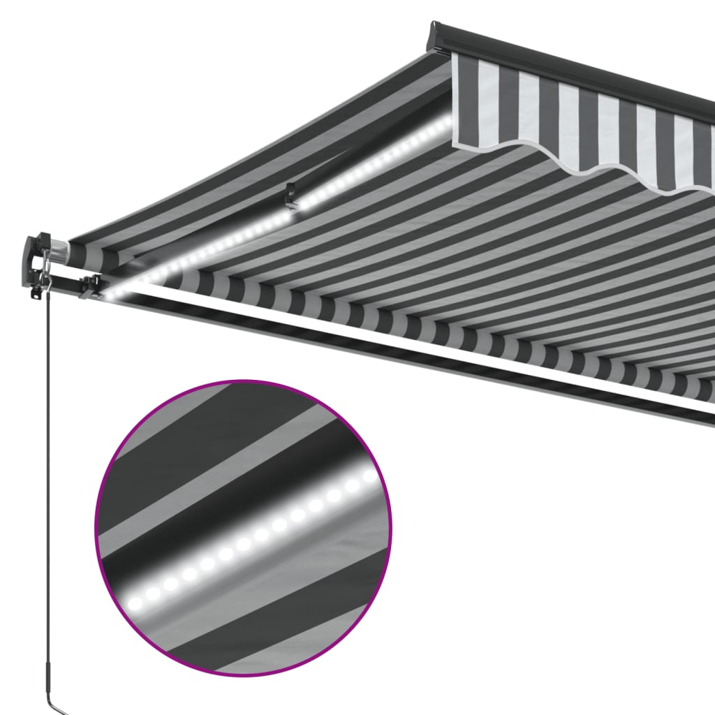 Manual Retractable Awning with LEDs Anthracite&White 500x350 cm