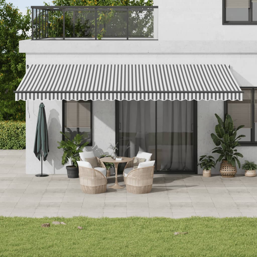 Manual Retractable Awning Anthracite and White 600x350 cm