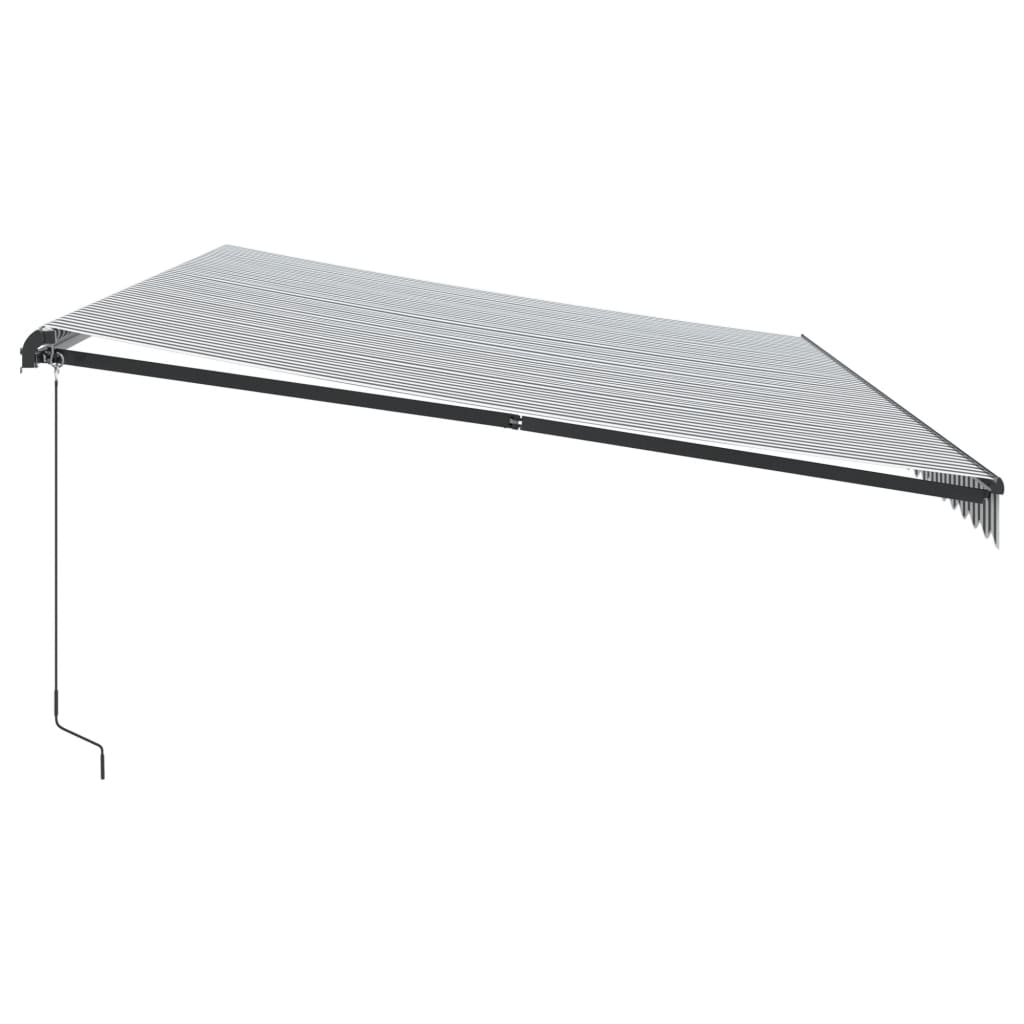 Manual Retractable Awning with LEDs Anthracite&White 600x350 cm