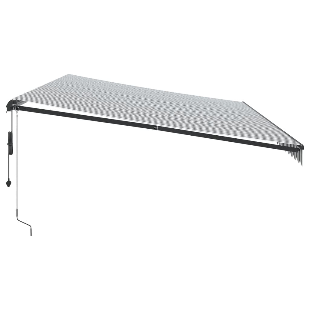 Automatic Retractable Awning with LEDs Anthracite&White 600x350 cm