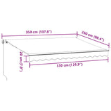 Manual Retractable Awning Anthracite&White 350x250 cm