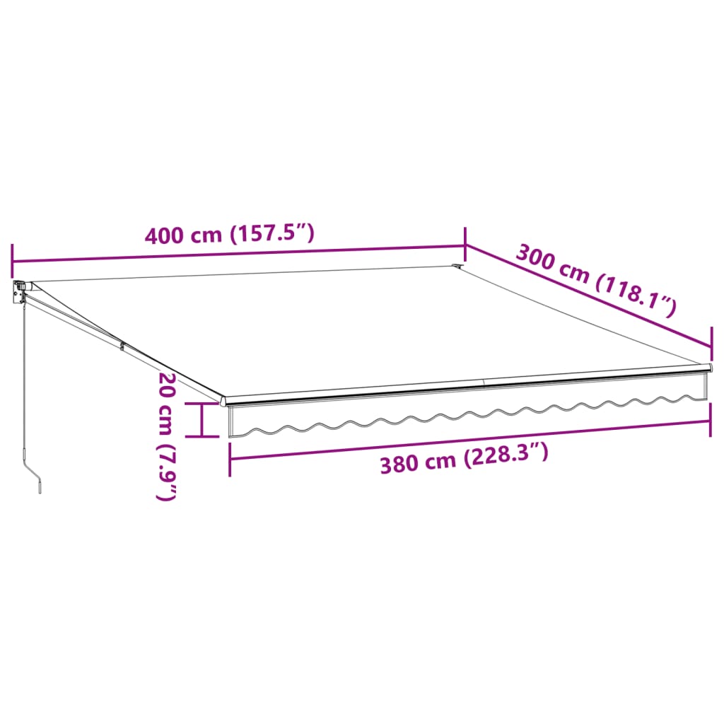 Retractable Awning Anthracite and White 4x3 m Fabric&Aluminium