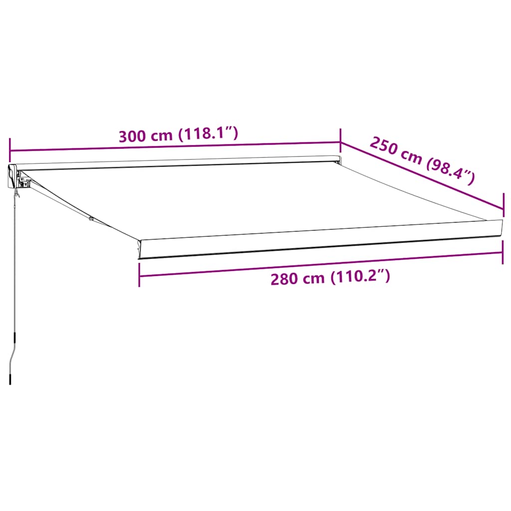 Retractable Awning Anthracite and White 3x2.5 m Fabric&Aluminium