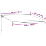 Retractable Awning Anthracite and White 3x2.5 m Fabric&Aluminium