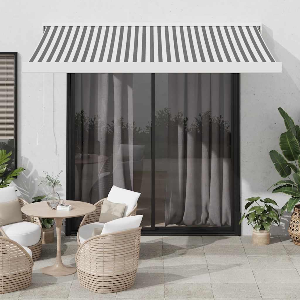 Retractable Awning Anthracite and White 3x2.5 m Fabric&Aluminium