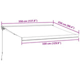 Retractable Awning Anthracite and White 3.5x2.5 m Fabric&Aluminium