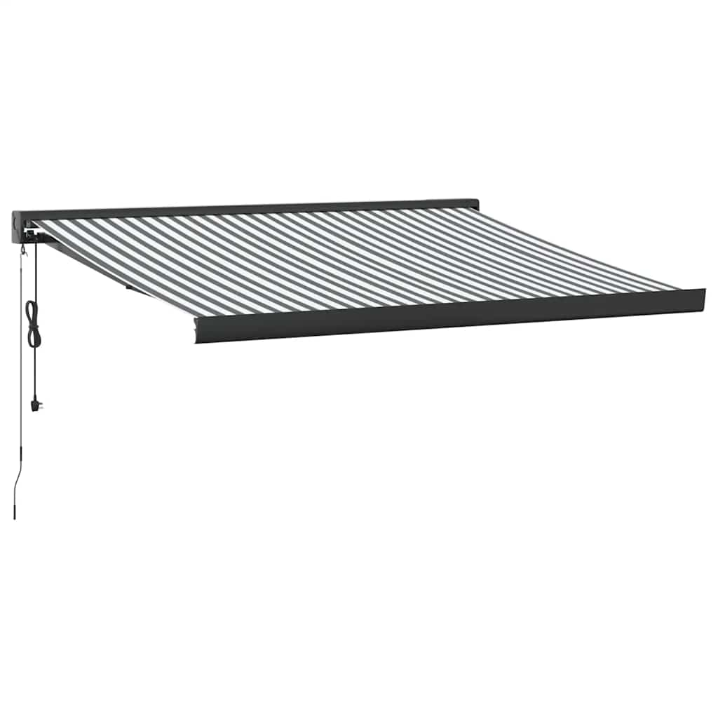 Retractable Awning Anthracite and White 3x2.5 m Fabric&Aluminium