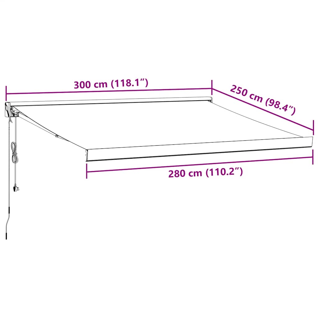 Retractable Awning Anthracite and White 3x2.5 m Fabric&Aluminium