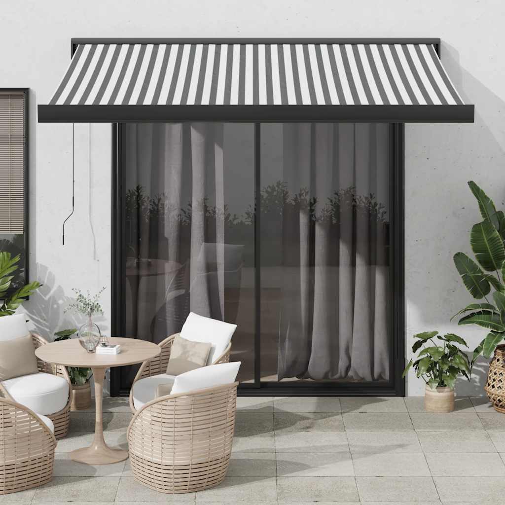 Retractable Awning Anthracite and White 3x2.5 m Fabric&Aluminium