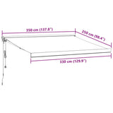 Retractable Awning Anthracite and White 3.5x2.5 m Fabric&Aluminium