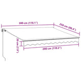 Manual Retractable Awning with LED Anthracite&White 300x250 cm