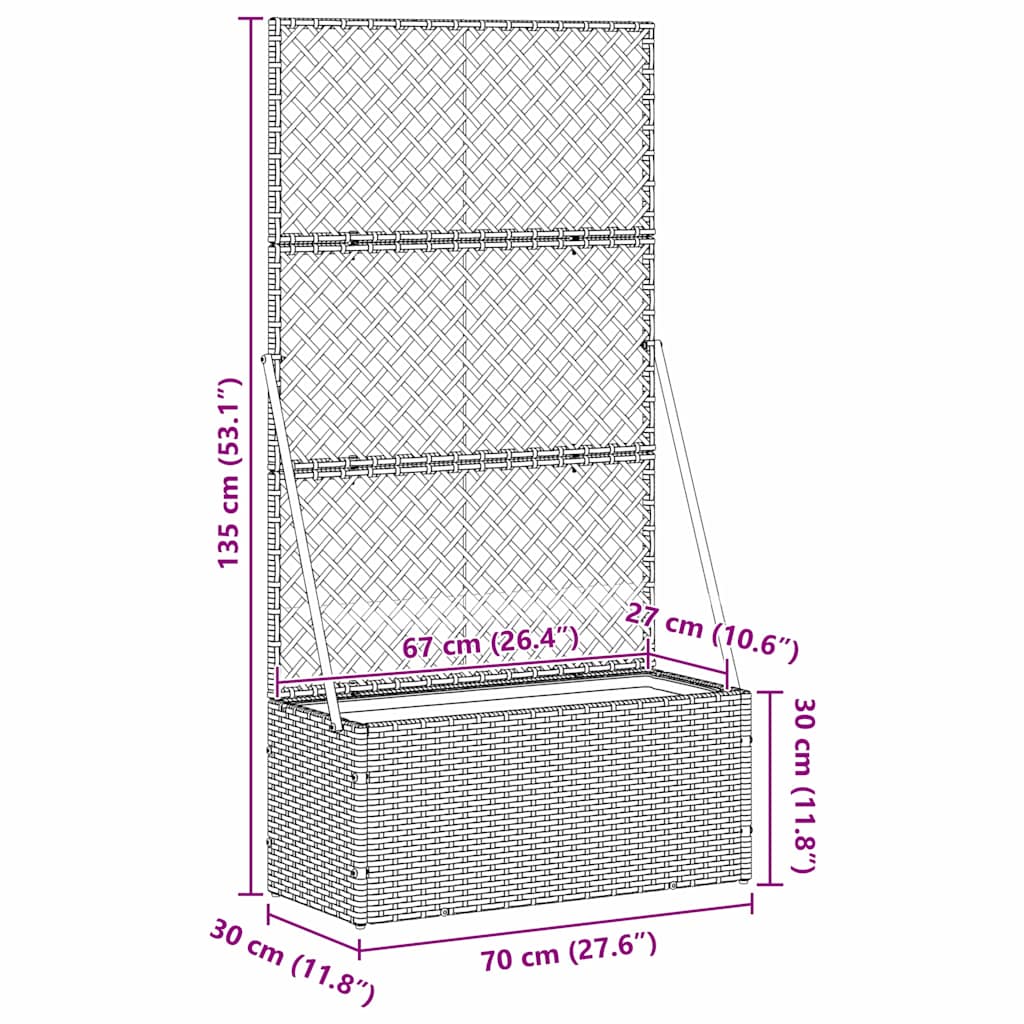 Planter Black 70 x 30 x 135 cm Metal