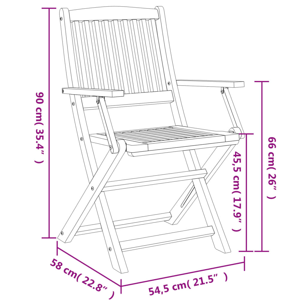 Folding Garden Chairs 4 pcs 57.5x54.5x90 cm Solid Wood Acacia