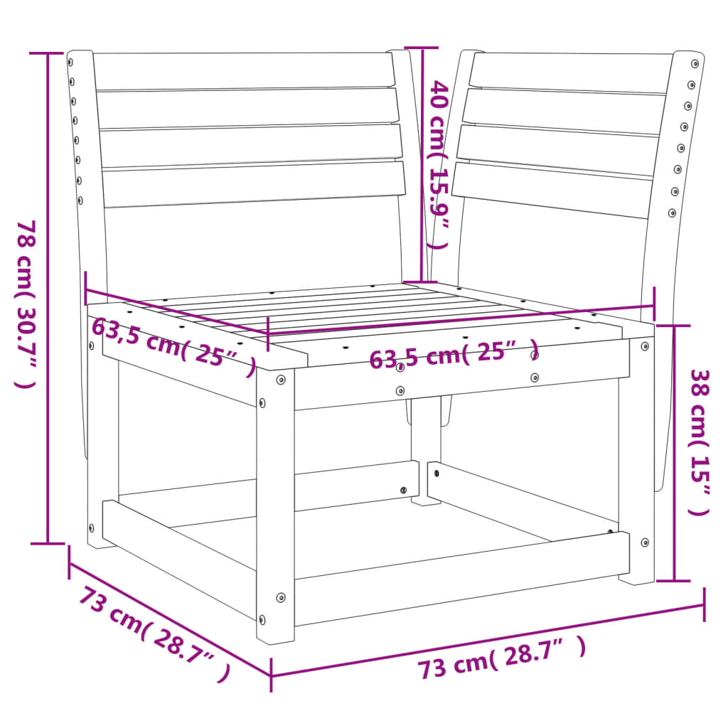 Garden Sofa Corner 73x73x78 cm Solid Wood Pine