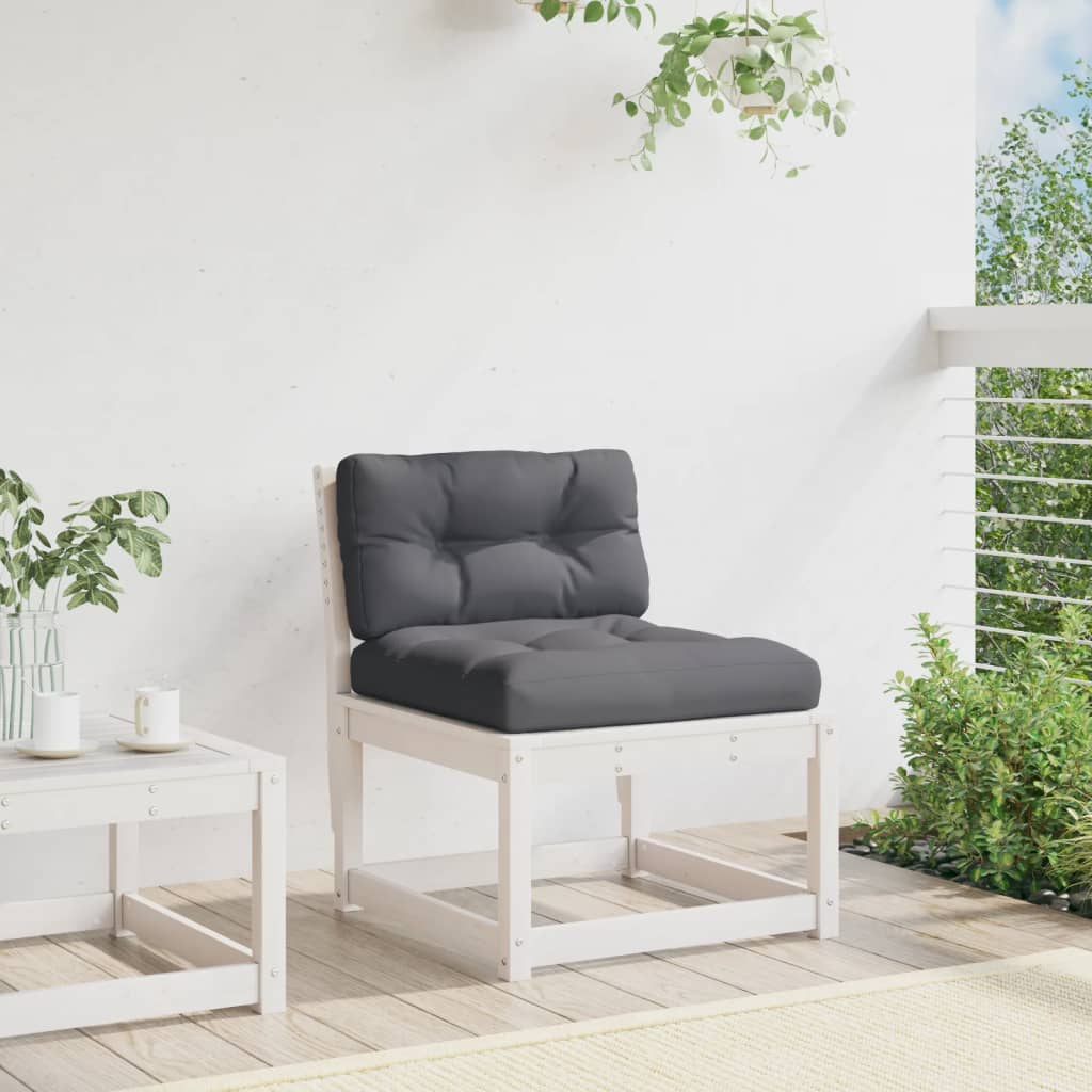 Garden Sofa with Cushions White Solid Wood Pine