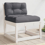 Garden Sofa with Cushions White Solid Wood Pine