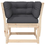 Garden Sofa Armrest with Cushions Solid Wood Pine