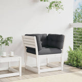 Garden Sofa Armrest with Cushions White Solid Wood Pine