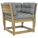 Garden Sofa Armrest with Cushions Impregnated Wood Pine