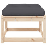 Garden Footstool with Cushions Solid Wood Pine
