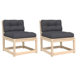 Garden Sofas with Cushions 2pcs Solid Wood Pine