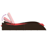 Sun Lounger with Cushion Brown 60x205x73 cm Poly Rattan