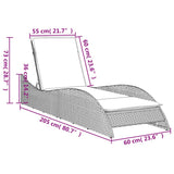 Sun Lounger with Cushion Brown 60x205x73 cm Poly Rattan