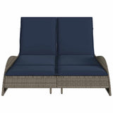 Sun Lounger with Cushions Grey 114x205x73 cm Poly Rattan