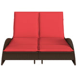 Sun Lounger with Cushions Brown 114x205x73 cm Poly Rattan