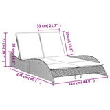 Sun Lounger with Cushions Brown 114x205x73 cm Poly Rattan