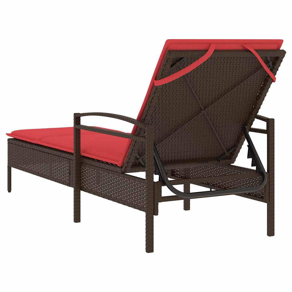 Sun lounger Reclining Brown 63 x 200 x 81cm Poly Rattan