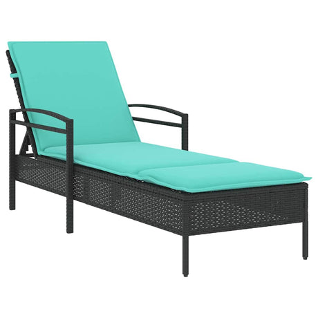Sun lounger Reclining Black 63 x 200 x 81cm Poly Rattan