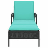 Sun Lounger with Cushion Black 63x200x81 cm Poly Rattan