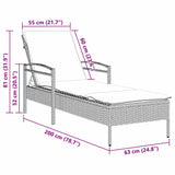Sun Lounger with Cushion Black 63x200x81 cm Poly Rattan