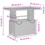Garden Table Black 90x55x71 cm Poly Rattan and Acacia Wood