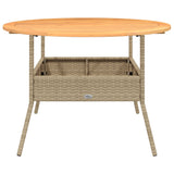 Garden Table with Acacia Wood Top Beige Ø110x71 cm Poly Rattan