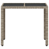 Garden Table with Glass Top Light Grey 90x90x75 cm Poly Rattan