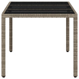 Garden Table with Glass Top Light Grey 150x90x75 cm Poly Rattan