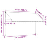 Retractable Awning Anthracite 350x150 cm Fabric and Steel