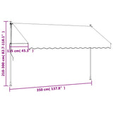 Retractable Awning Cream 350x150 cm Fabric and Steel