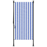 Outdoor Roller Blind Blue and White 100x270 cm Fabric&Steel