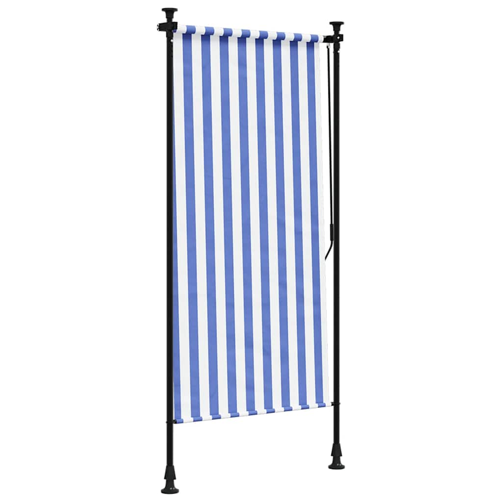 Outdoor Roller Blind Blue and White 100x270 cm Fabric&Steel