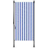 Outdoor Roller Blind Blue and White 120x270 cm Fabric&Steel